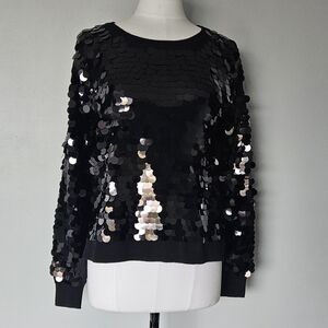 Michael Kors Black Sequin Pullover Sweater Top - Size S